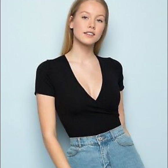 Brandy Melville Tops - Black V- wrap body suit